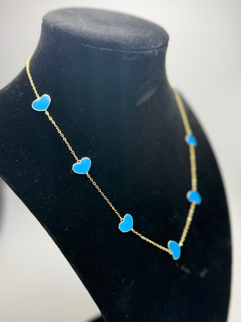 Blue Heart Chain Necklace